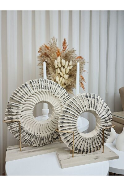 Artceal 2' li Dekoratif Bej Disk Dekor Biblo Obje