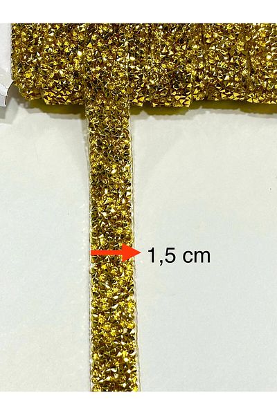karantuhafiye Iron-On Stone Strip / 1 Meter / H80 Gold