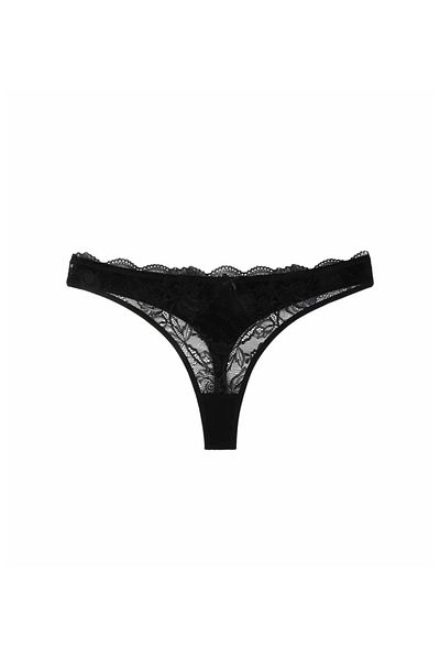 cappadocians Dominant Black Color Lace Detail Women's Thong 1 Piece.