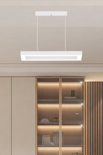 Hegza Lighting Mesıta ( Beyaz Kasa, Beyaz Işık ) Ledli Modern Led Avize, Salon, Mutfak, Oturma Yatak Odası, Sarkıt