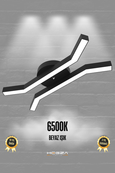 Hegza Lighting Formica ( Siyah Kasa, Beyaz Işık ) Ledli Modern Plafonyer Led ...