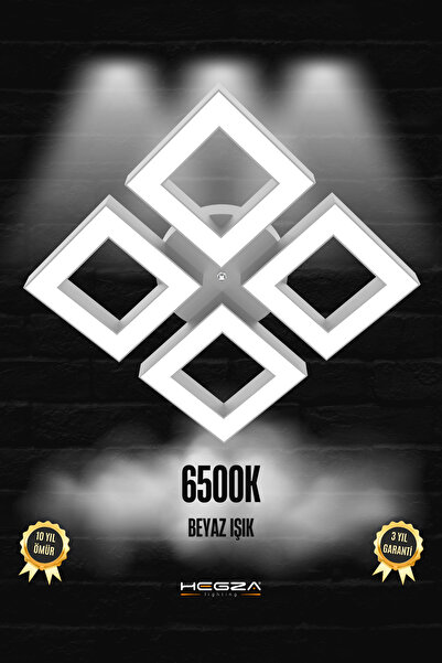 Hegza Lighting DIAMANTE ( Gri Kasa, Beyaz Işık ) Ledli Modern Plafonyer Led Avize, Salon, Mutfak, Oturma Odası