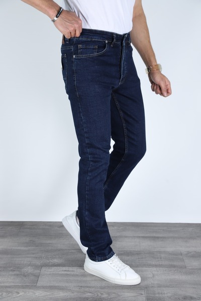 MYRAB DENİM Férfi sötétkék, normál szabású, laza szabású, stílusos sötét farmernadrág