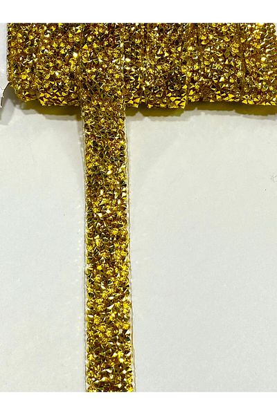 karantuhafiye Iron-On Stone Strip / 1 Meter / H80 Gold
