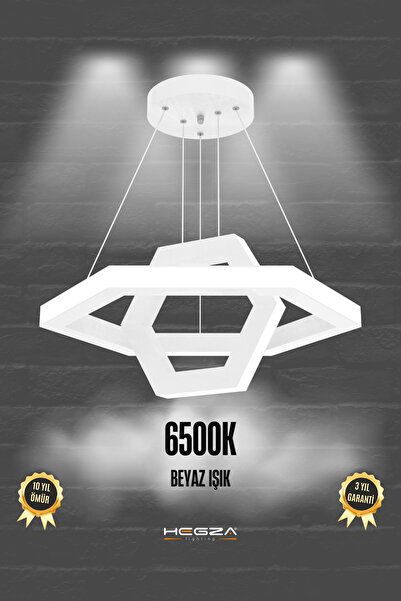 Hegza Lighting CICLO ( Beyaz Kasa, Beyaz Işık ) Ledli Modern Sarkıt Led Avize...