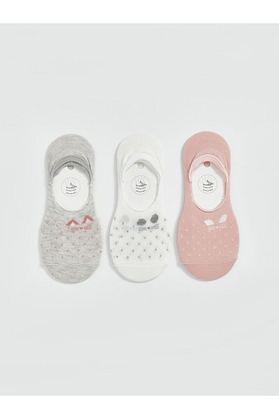 LC Waikiki New Season Patterned Women's Ballerina Socks 3-Piece - S5Cn19Z8
