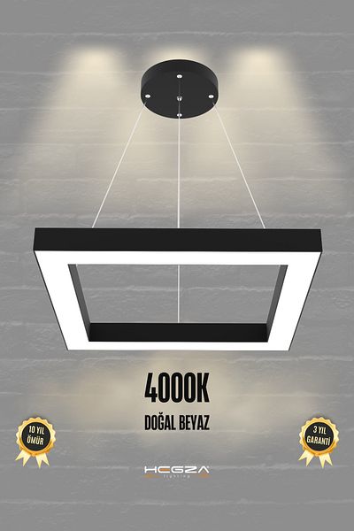 Hegza Lighting Quattro (Black Case and Natural White Light) Modern Led Chandelier - Living Room, Kitchen, Living Room Pendant Lamp