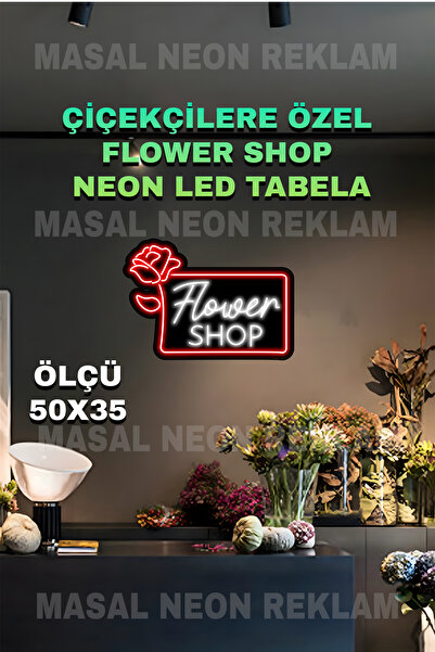 Masal FLOWER SHOP NEON LED TABELA ÇİÇEKÇİ NEON TABELA