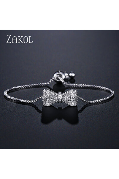 Choice سوار وسوار قابل للتعديل من زاكول باللون الأبيض مع فيونكة من الزركونيا ...