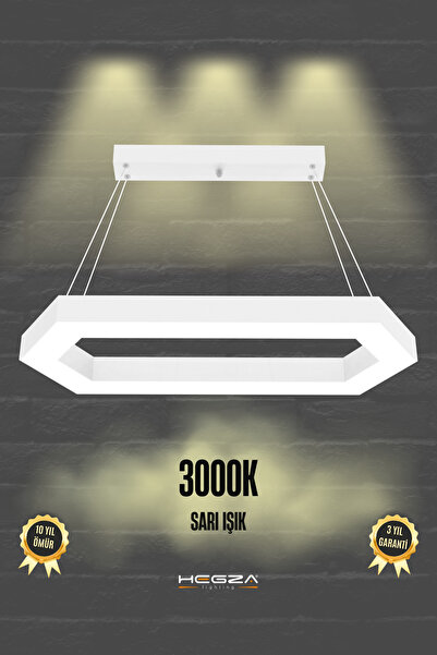 Hegza Lighting JOYA ( Beyaz Kasa, Sarı Işık ) Ledli Modern Sarkıt Led Avize, ...