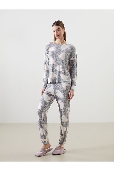 LC Waikiki Crew Neck Printed Women's Pajamas Set
