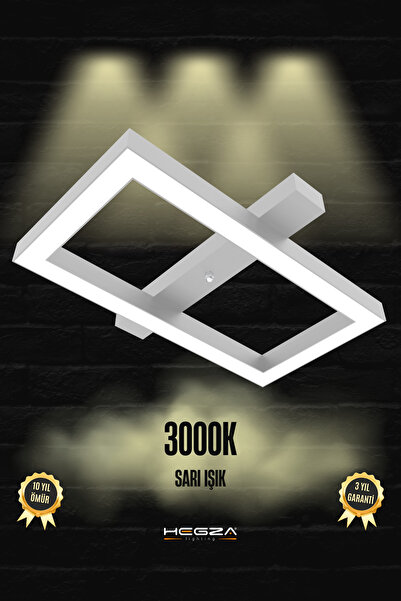 Hegza Lighting Piazza ( Gri Kasa, Sarı Işık ) Ledli Modern Plafonyer Led Aviz...