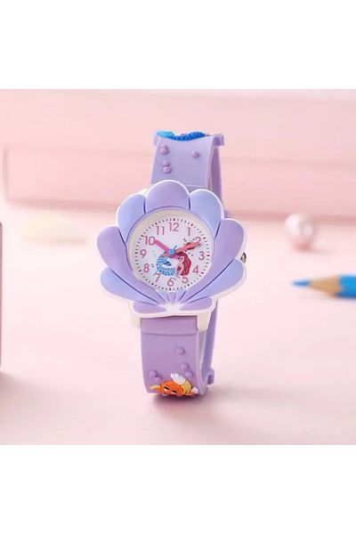 darko Girl's Purple Watch Mermaid Lilac Seashell Mermaid Mussel Wristwatch
