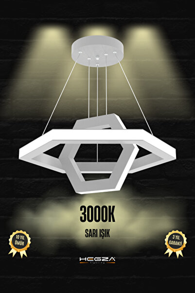 Hegza Lighting CICLO ( Gri Kasa, Sarı Işık ) Ledli Modern Sarkıt Led Avize, S...