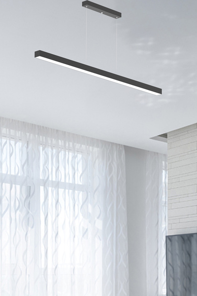 Hegza Lighting Lineer 100cm ( Siyah Kasa, Doğal Beyaz Işık ) Sarkıt Modern Led Avize, Salon, Mutfak, Masa Üstü