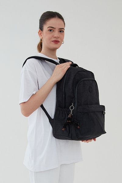 bakacstore Unisex Crinkle Αδιάβροχο σακίδιο πλάτης μεγάλου μεγέθους - πολλαπλών διαμερισμάτων, για σχολείο και ταξίδια, Rosso Collina Black