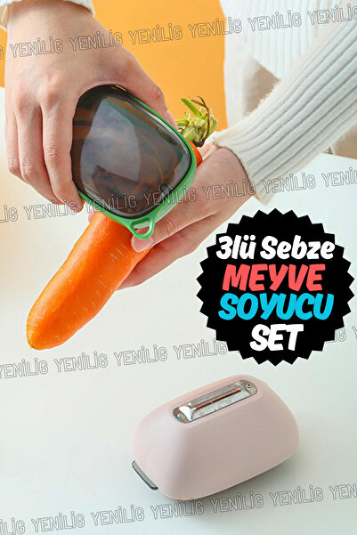 Yenilig 3'lü Sebze Ve Meyve Soyucu Seti – Dayanıklı Plastik Gövde, Keskin Paslanmaz Çelik Bıçaklar
