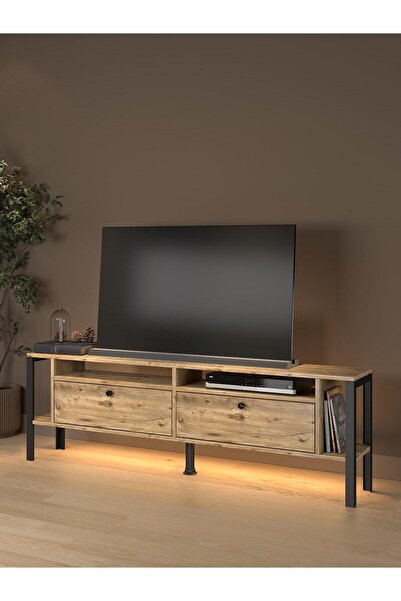 Wood'n Love Luce Plus Eko Led Işıklı Dolaplı Metal Ayaklı Minifiksli Tv Ünite...
