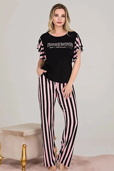 Viselya Roze crni set pidžama