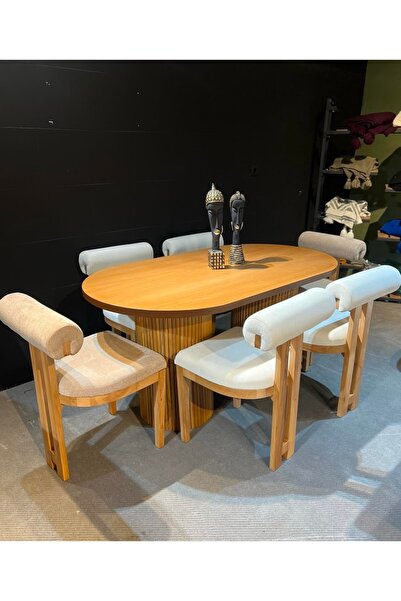 Home Zeniza Ahşap modern yemek masası ağaç desenli masa