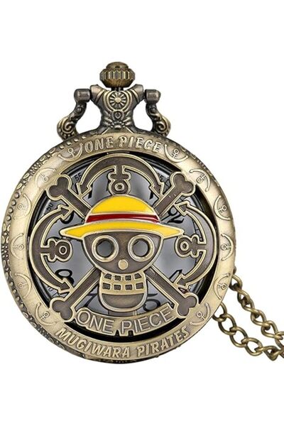 hediyesahibi Kişiye Özel Köstekli Cep Saati Ouartz One Piece Tasarımlı Zincir...