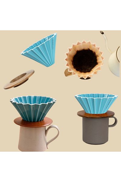 artizanmutfak Turquoise Dripper with Wooden Stand |   Coffee of the Third Generation (Asd-10)