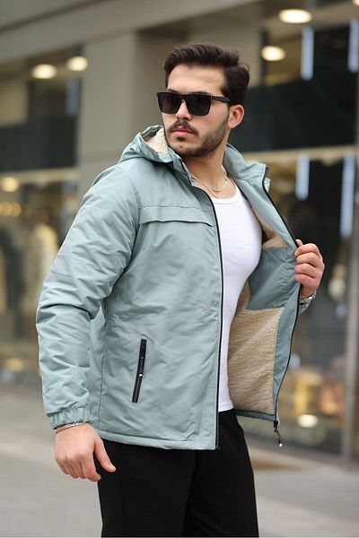ABİLLİTA Pánská kožešinová bunda s odnímatelnou kapucí, odolná proti chladu a větru