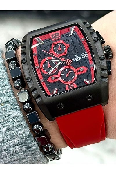 Naviforce New Square Silicone Band Men's Wrist Watch with Bracelet Gift