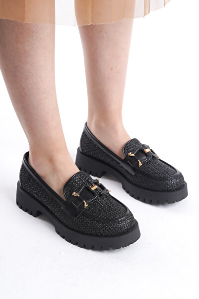 MARSEDO Дамски черни мокасини с дебела подметка и катарама, ежедневни обувки Meeru
