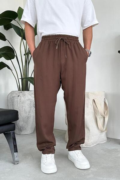 HAFKAGİYİM Kahverengi Modal Kumaş Basic Baggy Pantolon