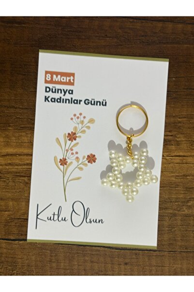 ERSE HOME 8 March International Women's Day 15 Pcs Pearl Star Keychain