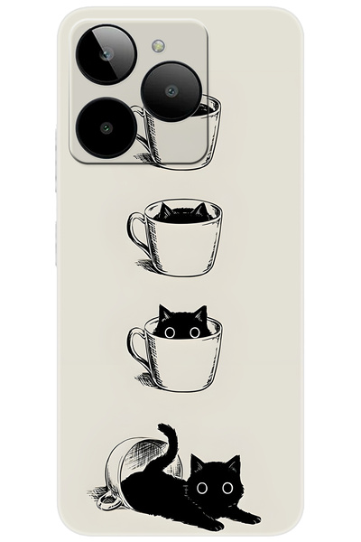 General Mobile Era 30 (G518) Uyumlu Kılıf Desen Baskılı Silikon Kedi ve Kahve...