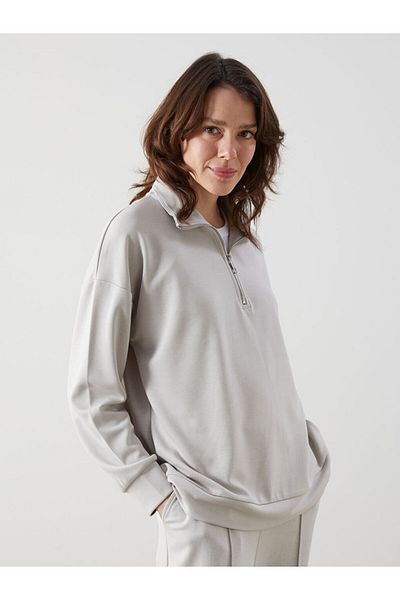 LC Waikiki Lcw Comfort Gray Stand Collar Women's Sweatshirt