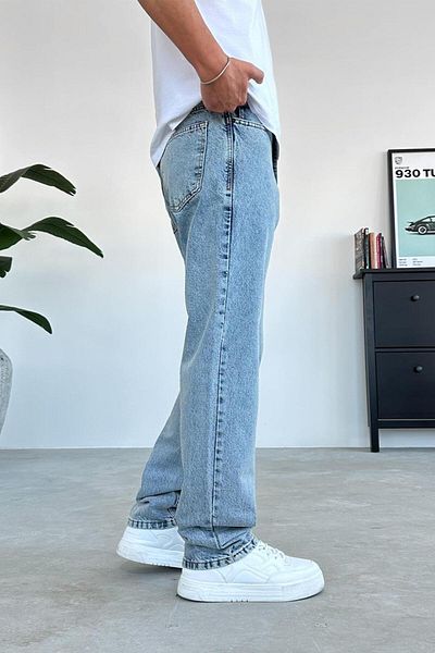 HAFKAGİYİM Παντελόνι με υφή Ice Blue Basic φαρδύ
