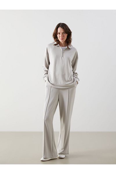 LC Waikiki Lcw Comfort Gray Stand Collar Women's Sweatshirt