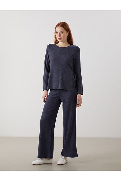 LC Waikiki Lcw Comfort Indigo Women's Elastic Waist Textured Pants