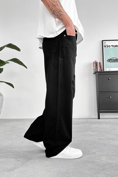 HAFKAGİYİM Μαύρο Basic Extra Loose φαρδύ παντελόνι