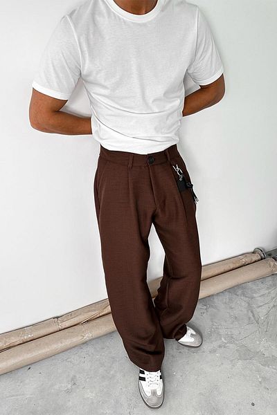 HAFKAGİYİM Καφέ υφασμάτινο παντελόνι Cozy Design