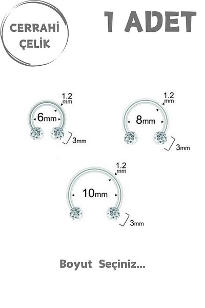 Blisse Piercing Unisex Shambala Stone 3mm Septum Lip Tragus Helix Cartilage Piercing
