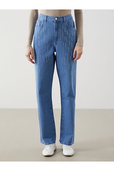 LC Waikiki New Season Elastic Waist Straight Fit Women's Jean Trousers - S5Kp43Z8