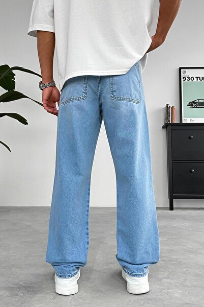 HAFKAGİYİM Відкриті блакитні баггі-штани з боковими кишенями