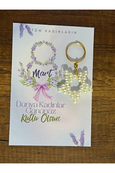 ERSE HOME 8 March International Women's Day 15 Pcs Pearl Star Keychain