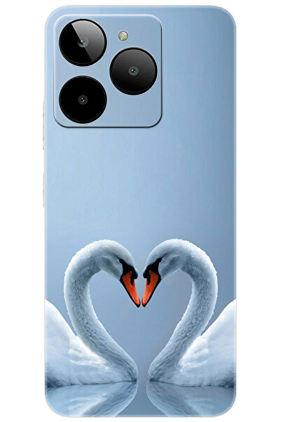 General Mobile Era 30 (G518) Uyumlu Kılıf Desen Baskılı Silikon Kuğ ve Kalp S...