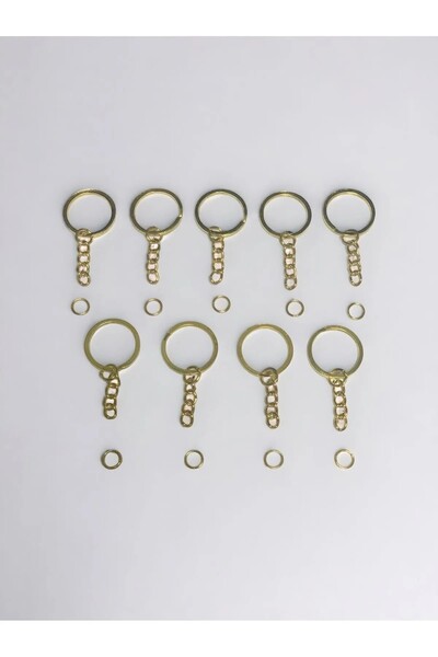 BEİLYS COSMETİCS & ACCESSORY 100 Adet Gold Zincirli 2,5 CM Ezme Anahtarlık Ha...