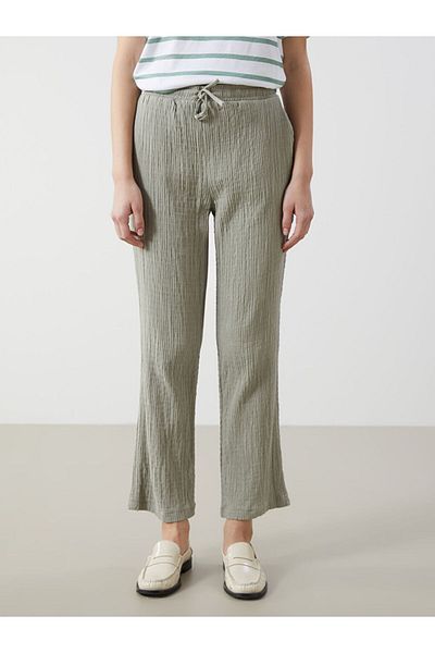LC Waikiki Lcw Comfort Khaki Women's Elastic Waist Textured Pants