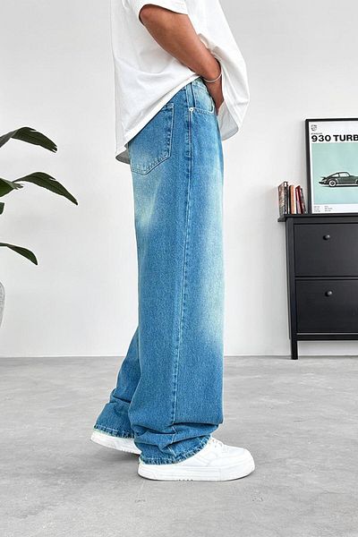 HAFKAGİYİM Απαλό μπλε Basic Extra Loose φαρδύ παντελόνι