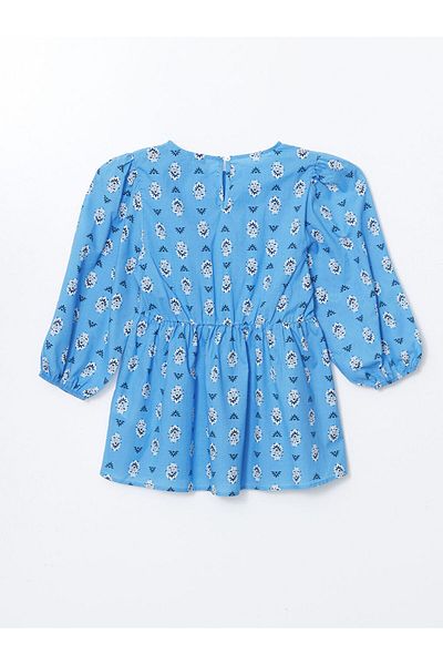 LC Waikiki Lcw Comfort Blue Crew Neck Print Women's Blouse