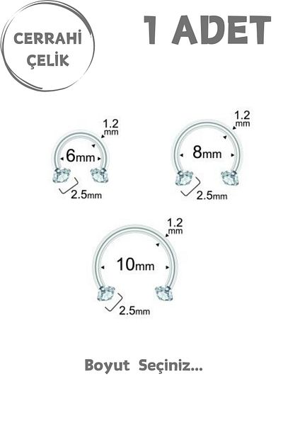 Blisse Piercing Unisex Surgical Steel Zircon Stone 2.5mm Septum Lip Tragus Helix Cartilage Ring Piercing