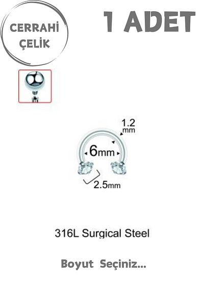 Blisse Piercing Unisex Surgical Steel Zircon Stone 2.5mm Septum Lip Tragus Helix Cartilage Ring Piercing