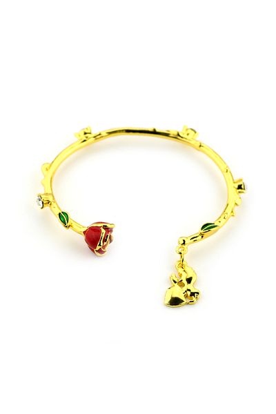 Choice Beauty and the Beast Beauty And The Beast Gold Color Bangle Rose Flower Creative Rose Flower Bracele